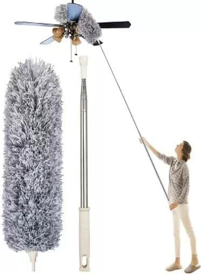 HIMJA Upgraded Long Handle Microfiber Feather Ceiling Duster for Dust Cleaning with extendable Pole with Anti Scratch Bendable Head Brush for Cleaning High Cobweb Stick (Ceiling Duster 1) - Image 1